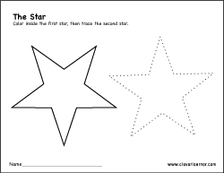 Free star shape activity sheets for school children