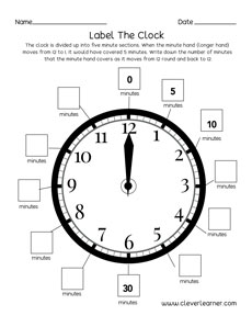 label the clock face activity sheet