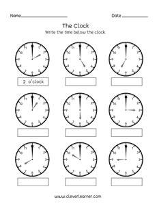 Tell time to the hour worksheet