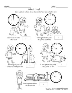 Telling time sequencing worksheet for children