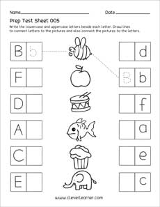 Test prep sheets on Uppercase and lowercase letters for preschools