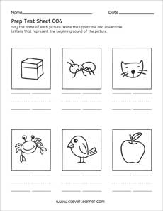 Free test sheets on Uppercase and lowercase letters for children