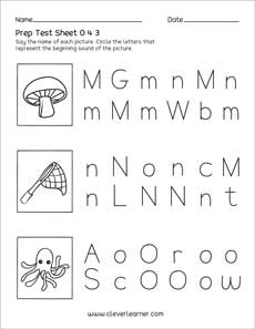 Lowercase and uppercase test activity for kindergarten