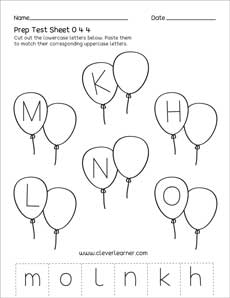 Free Lowercase and uppercase test activity for children