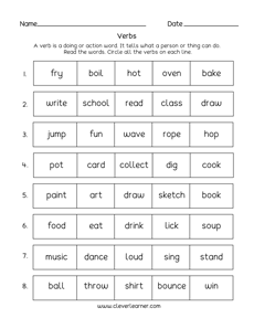 Verbs for kindergarteners
