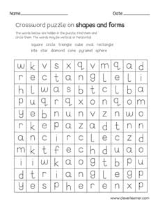 Free crossword puzzles on shapes for kids