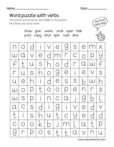 Free printable four-letter word puzzle worksheet for children