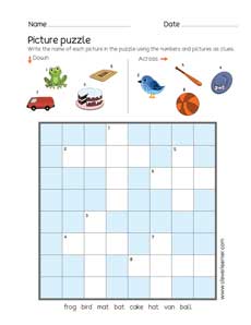 Picture word puzzles for children