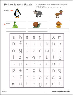 Childrens picture puzzle worksheets