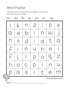 Free word puzzles for kindergartens