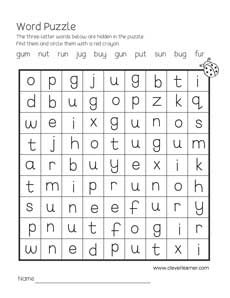 word letter puzzle three puzzles worksheets printable level sounds middle games