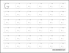 Letter G tracing sheets for children