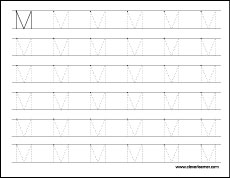 Upper case M practice worksheets for children