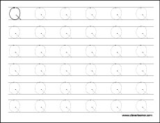 Free upper case letter Q practice sheet for children