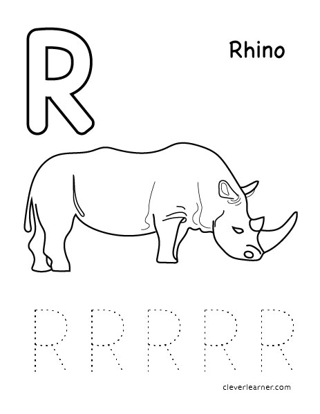 R is for rhino color activity worksheet