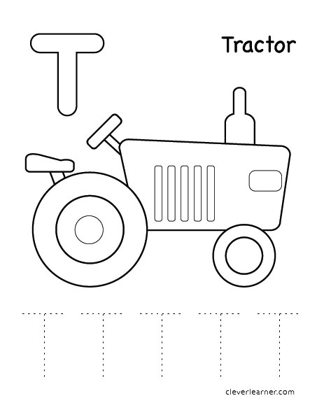 T is for tractor worksheets for preschool