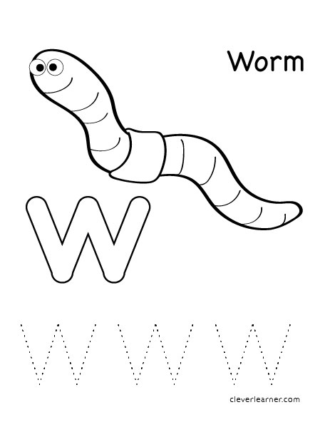 letter w writing and coloring sheet