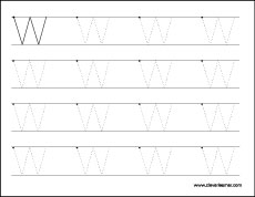 Free upper case letter W tracing sheets for children