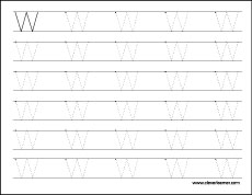 Big letter W tracing sheets for kids