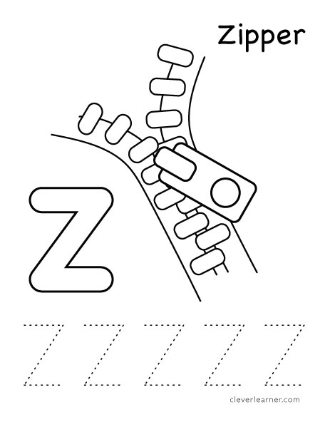 letter z writing and coloring sheet