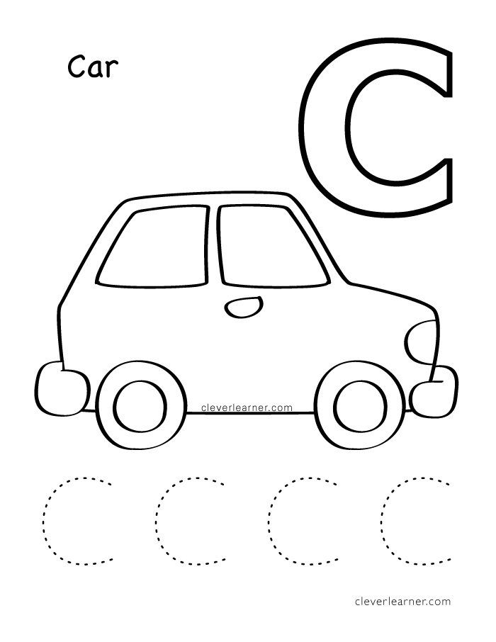 Letter C writing and coloring sheets