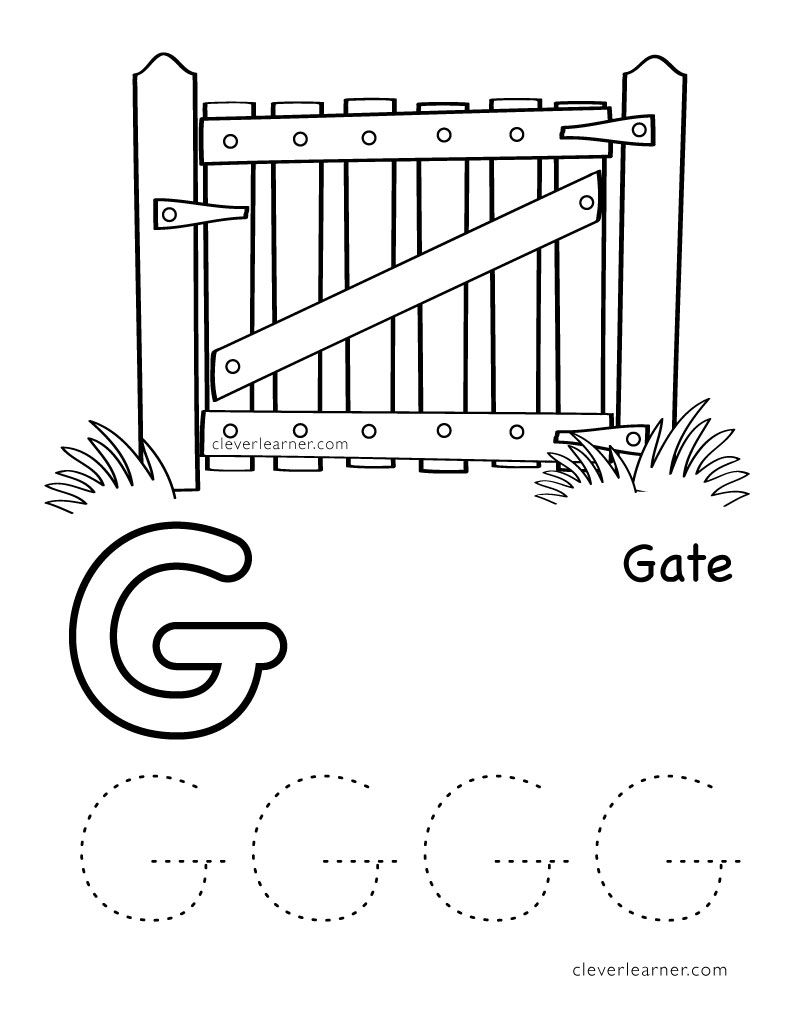 G stands for Gate · Letter g colouring