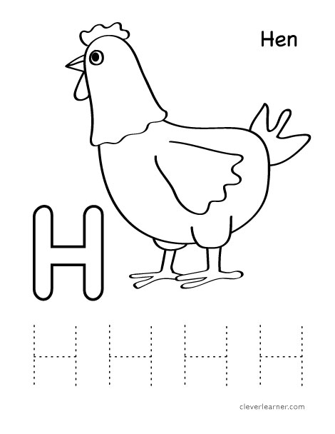 h is for hen letter H worksheet preschool