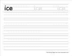 small i for ice practice writing sheet