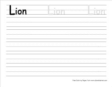 big l for lion practice writing sheet