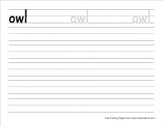 big o for owl practice writing sheet