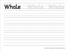 big w for whale practice writing sheet