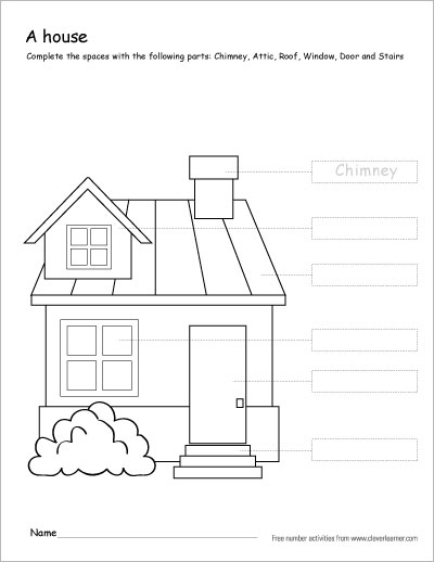 parts of a house coloring sheets