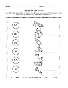 Free vowel digraph worksheets for preschool children SET 1