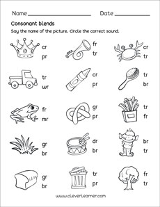 free consonant blends with r worksheets for preschool children