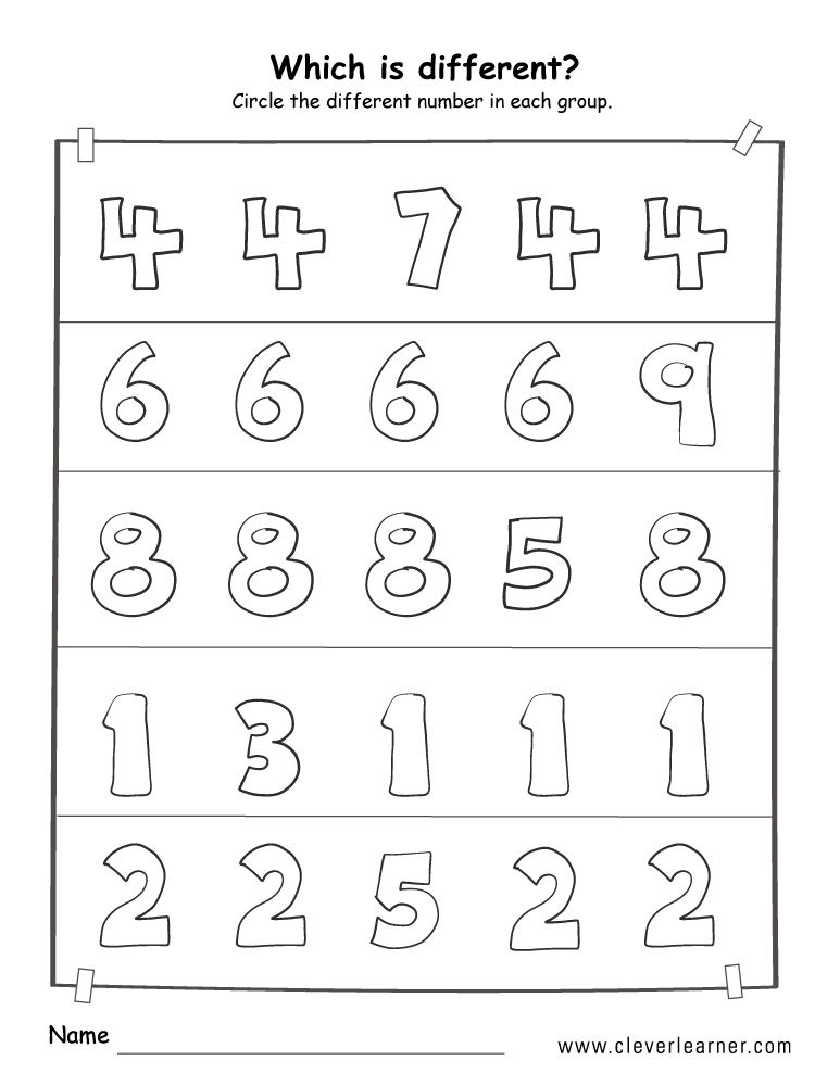 Same differently. Different numbers. Picture of different numbers. Same or different Worksheet. Say different number.