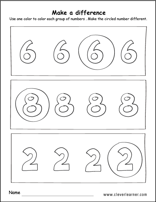 Printable number difference worksheets for preschools