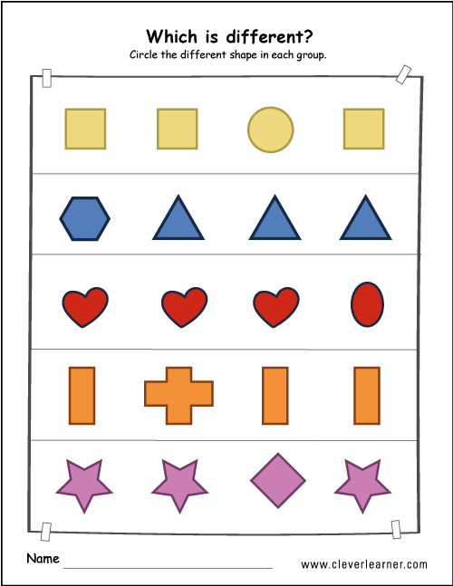 Free shape difference worksheets for homeschools