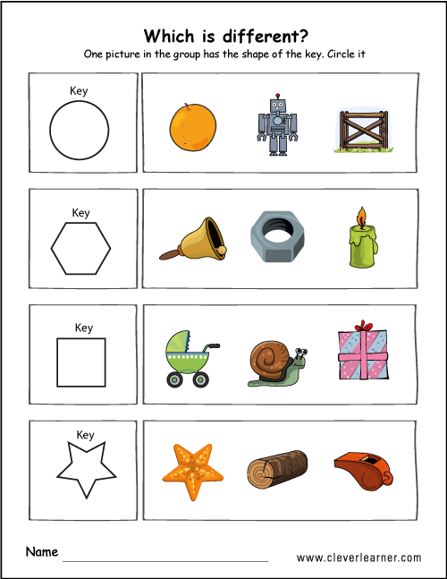 Circle the matching shape out activity worksheet for kids