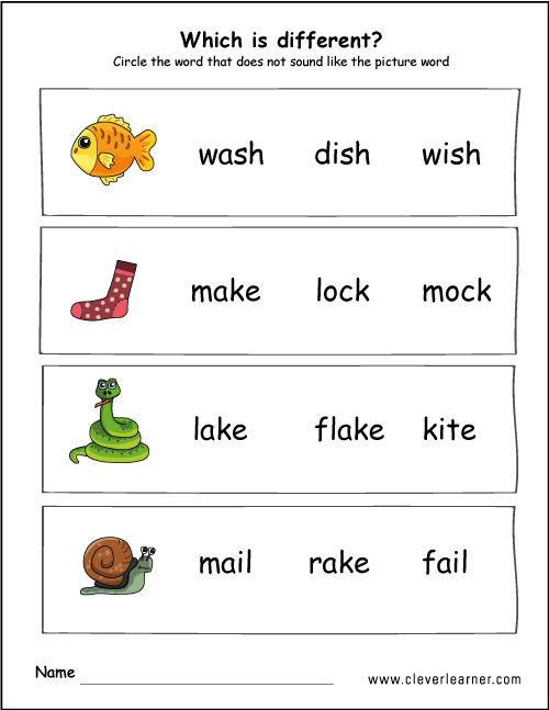 Worksheets for word diffrences