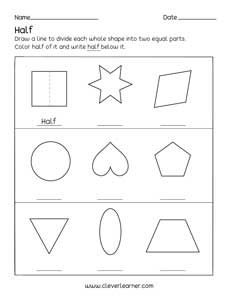 Fractions and Half worksheets