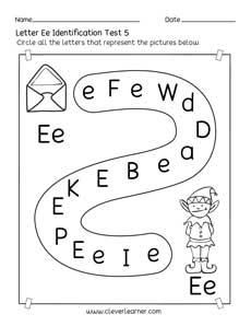 Homeschool pre-K letter E identification printable