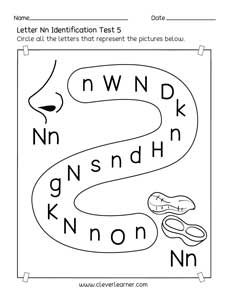 Homeschool pre-K letter N identification printable