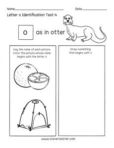 Letter O colouring activity sheets for preschool