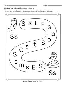 Homeschool pre-K letter S identification printable