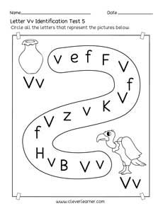 Homeschool pre-K letter V identification printable