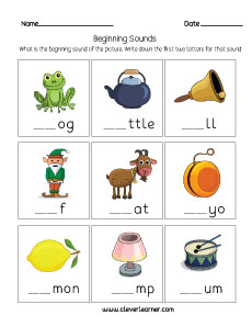 Beginning sounds worksheet for first grade kids