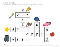 Cross-sound puzzle worksheets for preschool and kindergarten kids