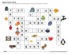 Cross sound puzzle worksheets for preschool and kindergarten kids