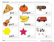 free numbers preschool for worksheets Ending and for worksheets preschool kindergarten sounds kids