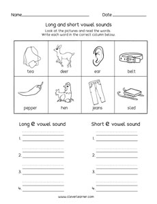 vowel sounds worksheets